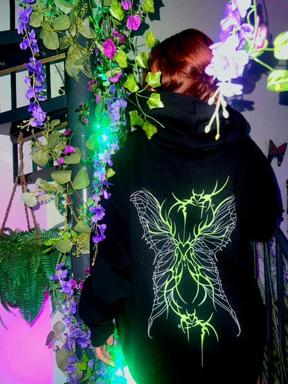 i'm not even real electric green hoodie